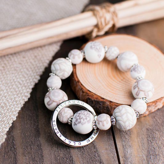 Linen Small Bead Wrist Keychain