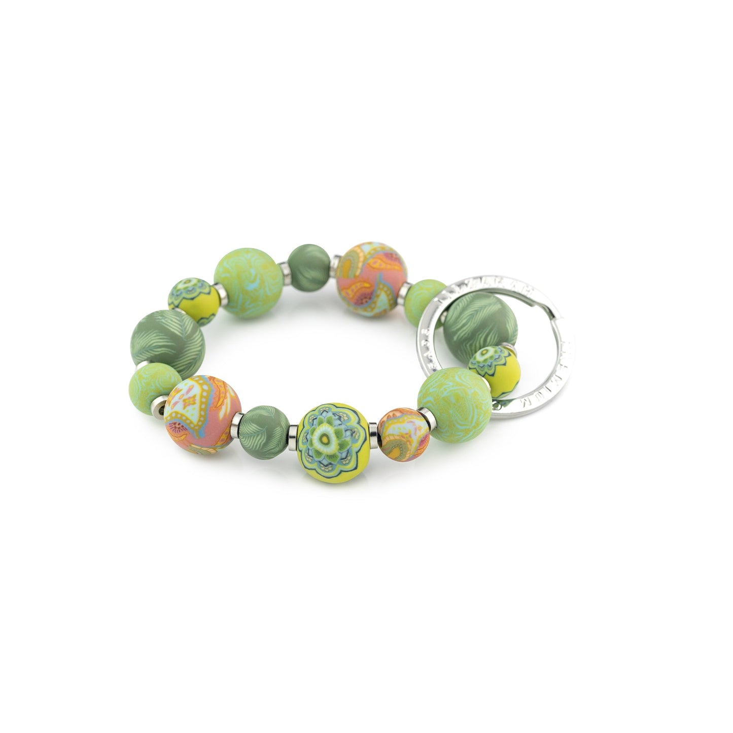 Green Fern Small Bead Wrist Keychain