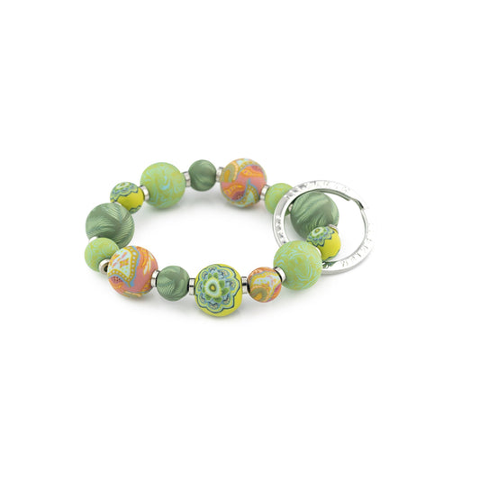 Green Fern Small Bead Wrist Keychain