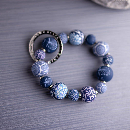 Dutch Blue Small Bead Wrist Keychain