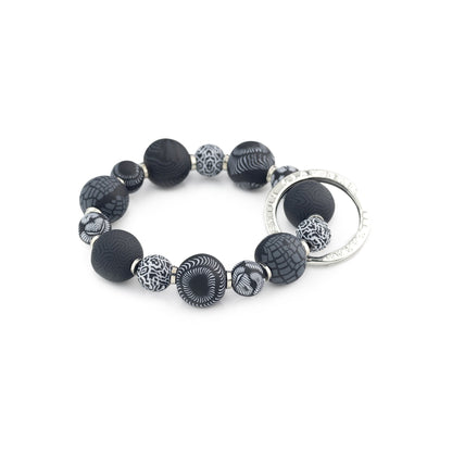 Black Bead Wrist Keychain