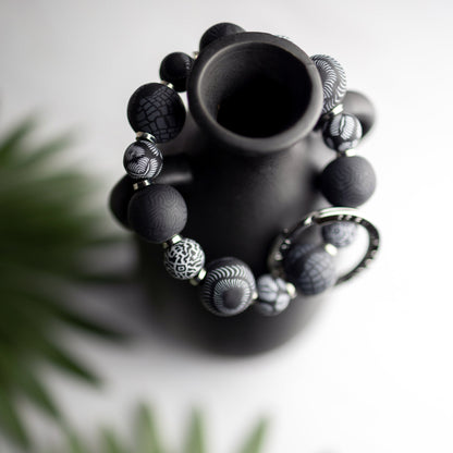 Black Bead Wrist Keychain