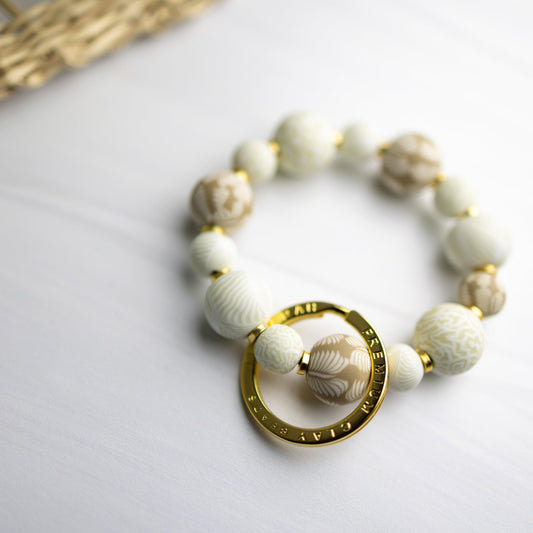 Ivory Palm Small Bead Wrist Keychain