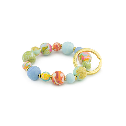 Frosted sea color Small Bead Wrist Keychain