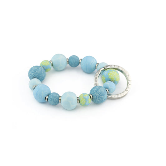 Bermuda Blue Small Bead Wrist Keychain
