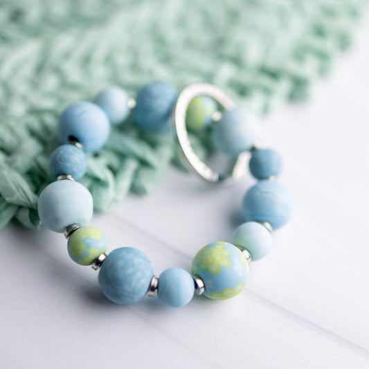 Bermuda Blue Small Bead Wrist Keychain
