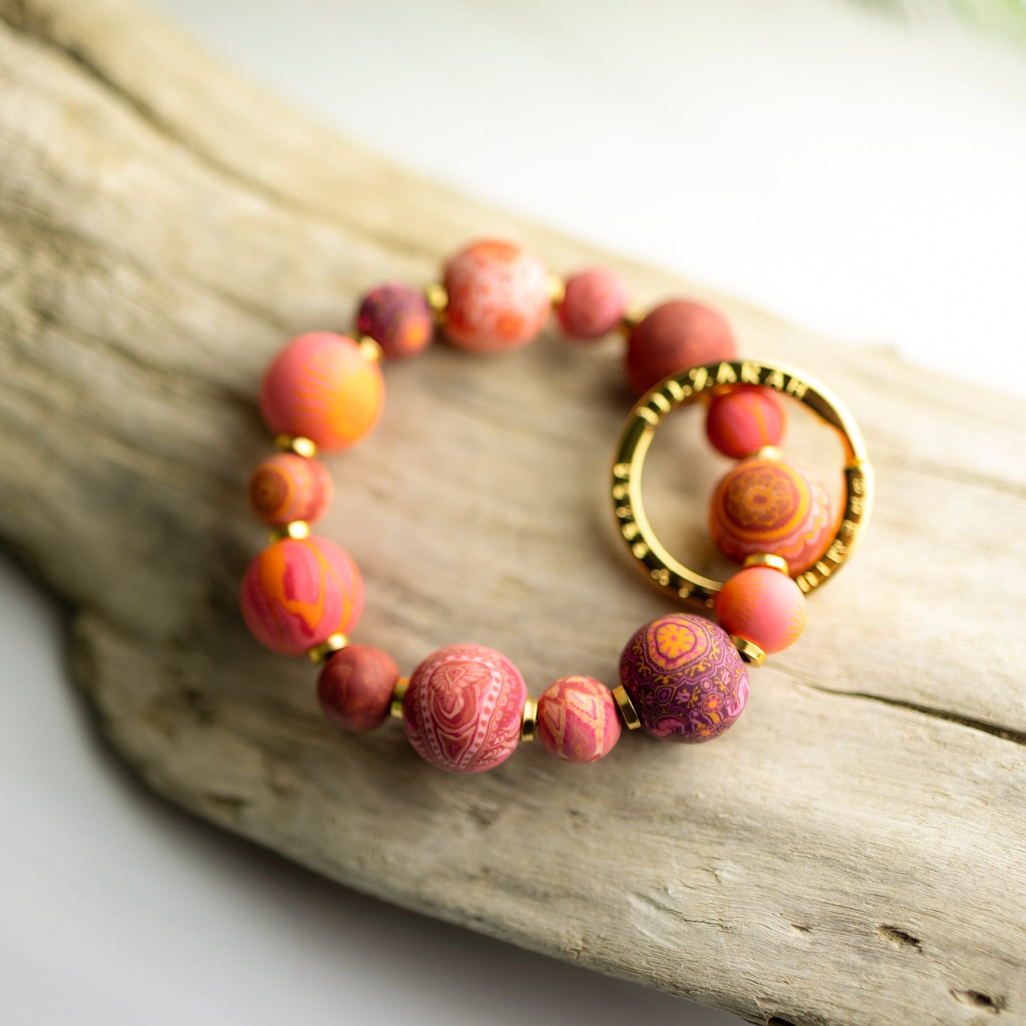 Red Small Bead Wrist Keychain