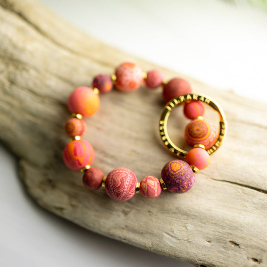 Red Small Bead Wrist Keychain