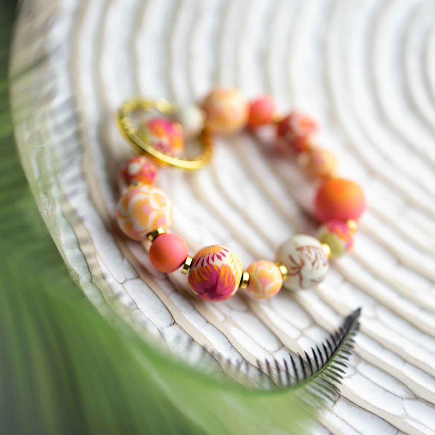 color Small Bead Wristlet Keychain