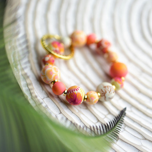 color Small Bead Wristlet Keychain